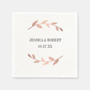 Elegant Rose Gold Branch Personalised Napkins