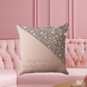 Elegant Rose Gold Bridal Shower Cushion
