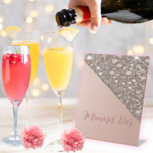 Elegant Rose Gold Bridal Shower Mimosa Bar Pedestal Sign