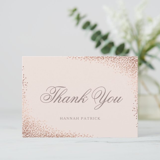Elegant Rose Gold Bridal Shower Thank You Card (Standing Front)