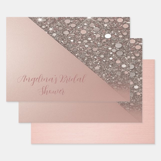 Elegant Rose Gold Bridal Shower Wrapping Paper Sheet (Set)