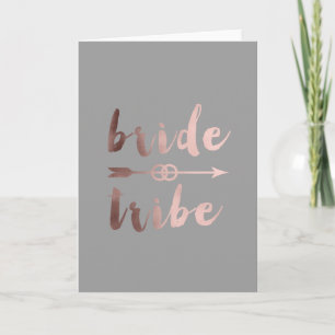elegant rose gold bride tribe arrow wedding rings card