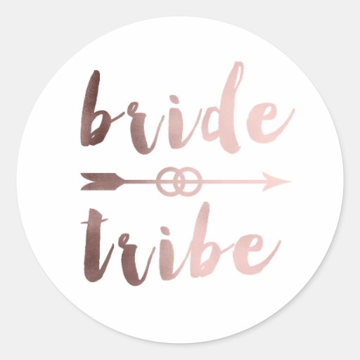 Image of elegant rose gold bride tribe arrow wedding rings Classic Round Sticker