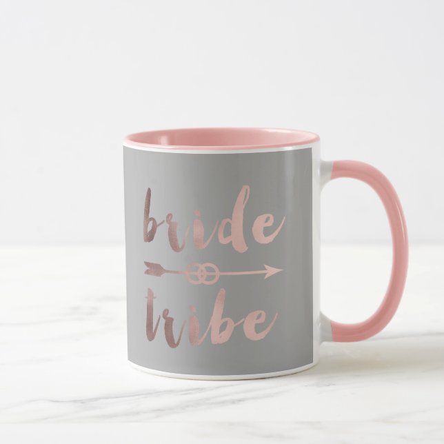 elegant rose gold bride tribe arrow wedding rings mug (Right)
