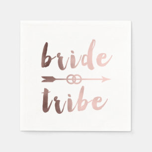 elegant rose gold bride tribe arrow wedding rings napkin