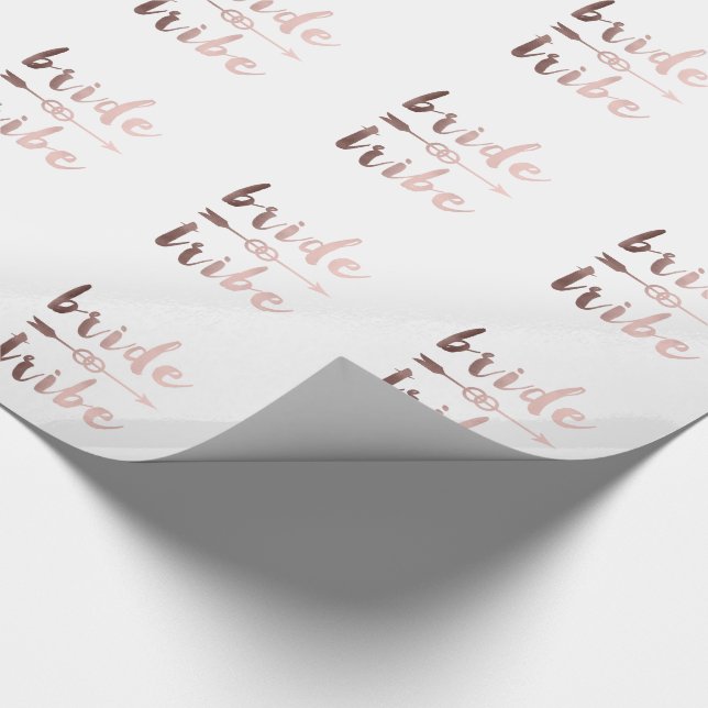 elegant rose gold bride tribe arrow wedding rings wrapping paper (Corner)