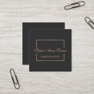 Elegant Rose Gold Broken Frame Dark Grey Square Business Card