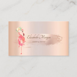 Elegant Rose Gold Brush Stroke,Flamingos Business  Card