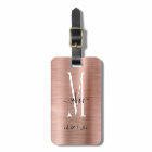 Elegant Rose Gold Brushed Metal Monogram Script