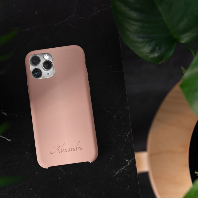 Elegant Rose Gold Brushed Metal Name iPhone Case (Creator Uploaded)