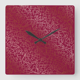 Elegant rose gold & burgundy geometric pattern square wall clock