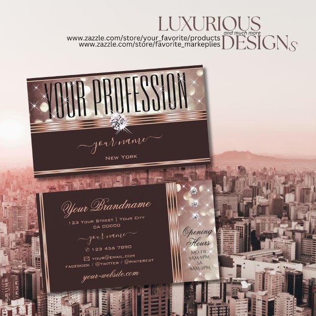 Elegant Rose Gold Burgundy Glitter Stars Jewels Business Card (Creator Uploaded)