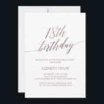 Elegant Rose Gold Calligraphy 18th Birthday Invitation<br><div class="desc">This elegant rose gold calligraphy 18th birthday invitation is perfect for a simple birthday party. The blush pink design features a minimalist card decorated with romantic and whimsical faux rose gold foil typography. Please Note: This design does not feature real rose gold foil. It is a high quality graphic made...</div>