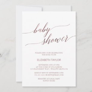 Elegant Rose Gold Calligraphy Baby Shower Invitation