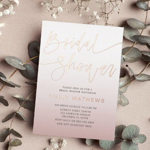 Elegant Rose Gold Calligraphy Bridal Shower 