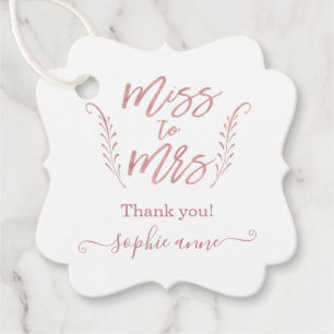Elegant Rose Gold Calligraphy Bridal Shower Favour Tags