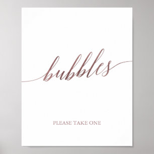 Elegant Rose Gold Calligraphy Bubbles Sign