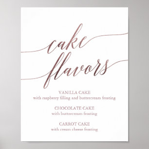Elegant Rose Gold Calligraphy Cake Flavours Sign