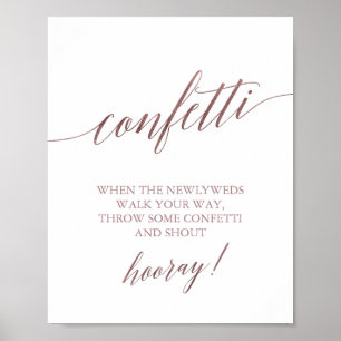 Elegant Rose Gold Calligraphy Confetti Toss Sign