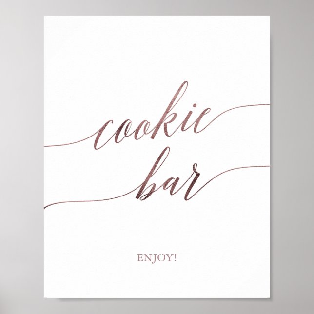 Elegant Rose Gold Calligraphy Cookie Bar Sign (Front)