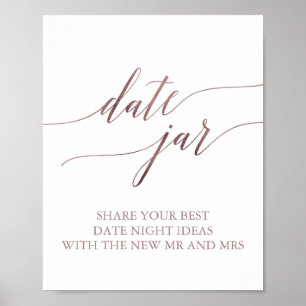 Elegant Rose Gold Calligraphy Date Jar Sign