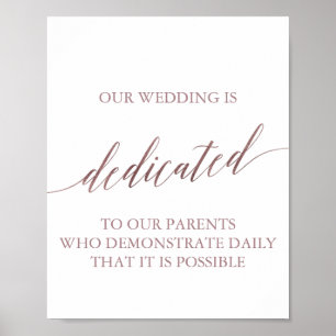 Elegant Rose Gold Calligraphy Dedication Sign
