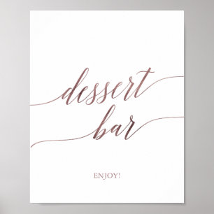 Elegant Rose Gold Calligraphy Dessert Bar Sign