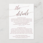 Elegant Rose Gold Calligraphy Details Insert Card<br><div class="desc">This elegant rose gold calligraphy details insert card is perfect for a fall wedding. The blush pink design features a minimalist card decorated with romantic and whimsical faux rose gold foil typography. Please Note: This design does not feature real rose gold foil. It is a high quality graphic made to...</div>