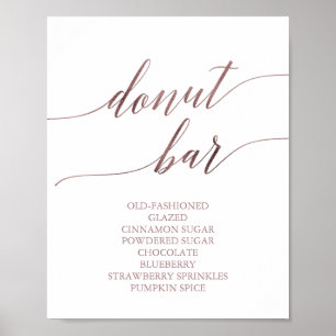 Elegant Rose Gold Calligraphy Doughnut Bar Sign