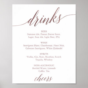 Elegant Rose Gold Calligraphy Drink Menu Sign