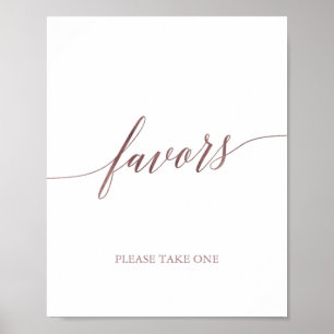 Elegant Rose Gold Calligraphy Favours Poster