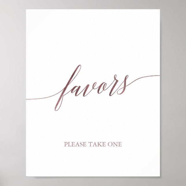 Elegant Rose Gold Calligraphy Favours Poster (Front)