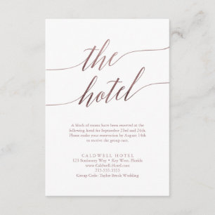 Elegant Rose Gold Calligraphy Hotel Enclosure Card