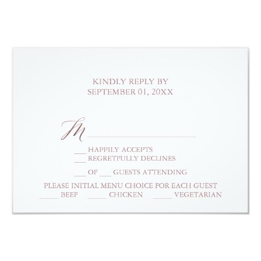 Image of Elegant Rose Gold Calligraphy Menu Choice RSVP Invitation