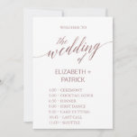 Elegant Rose Gold Calligraphy Order of Events Card<br><div class="desc">This elegant rose gold calligraphy order of events card is perfect for a simple wedding. The neutral design features minimalist cardstock decorated with romantic and whimsical faux rose gold foil typography. Customise the cards with the name of the bride and groom. Please Note: This design does not feature real rose...</div>