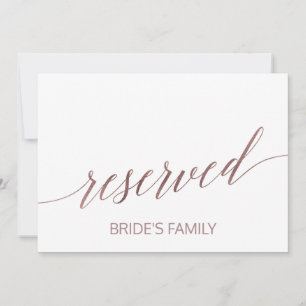 Elegant Rose Gold Calligraphy Reserved Sign Invitation