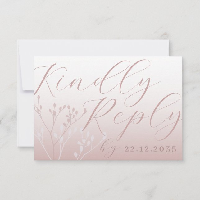 Elegant Rose Gold Calligraphy RSVP Wedding (Front)