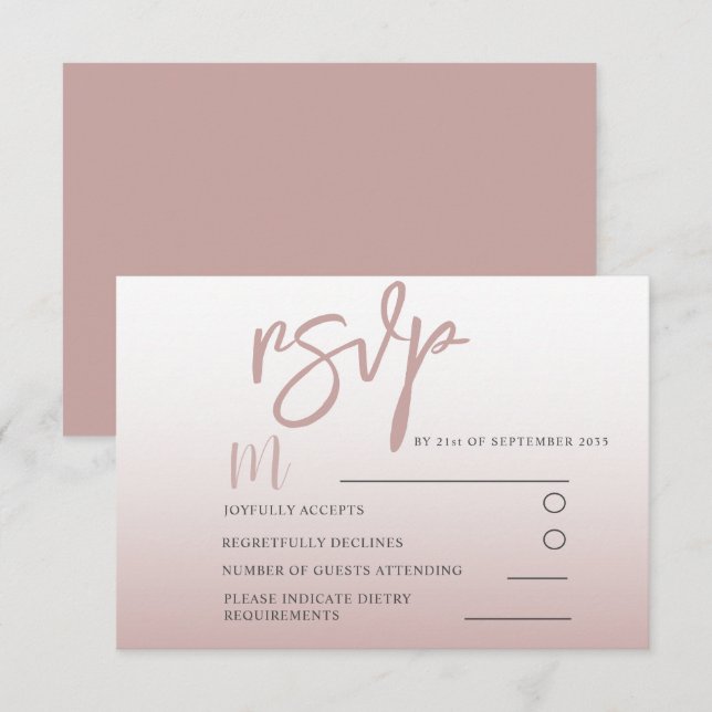 Elegant Rose Gold Calligraphy RSVP Wedding (Front/Back)