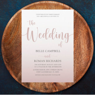  Elegant Rose Gold Calligraphy Script Wedding  Invitation