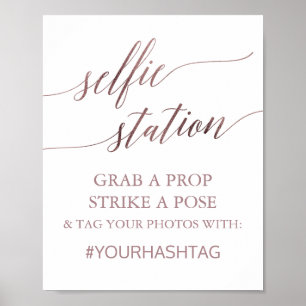 Elegant Rose Gold Calligraphy Selfie Station Sign