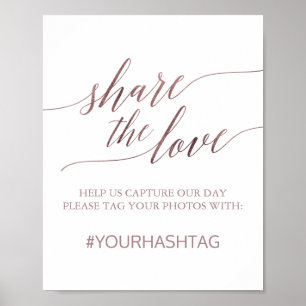 Elegant Rose Gold Calligraphy Share The Love Sign
