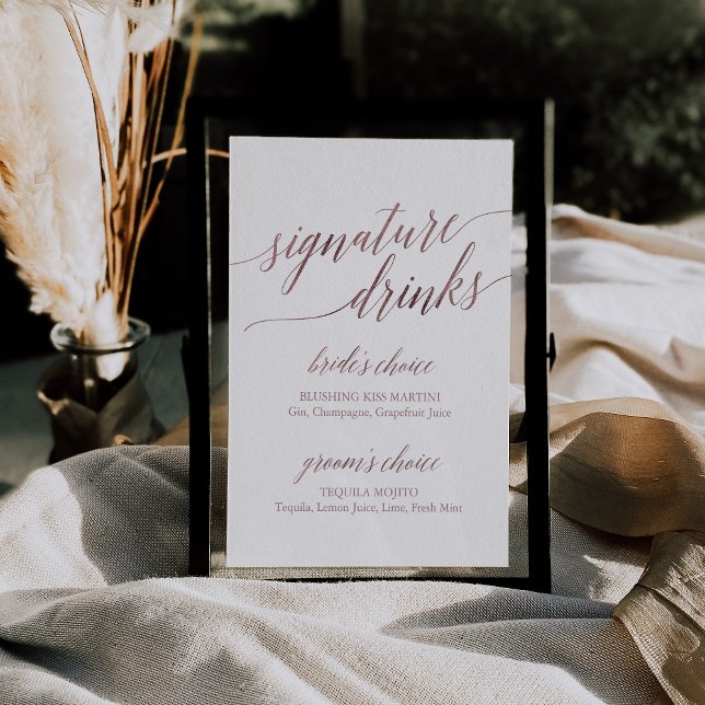 Elegant Rose Gold Calligraphy Signature Drinks Poster (Creator Uploaded)