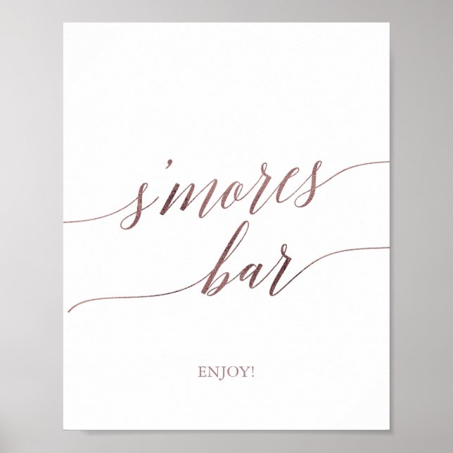 Elegant Rose Gold Calligraphy S'mores Bar Sign (Front)