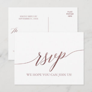 Elegant Rose Gold Calligraphy Song Request RSVP Invitation Postcard