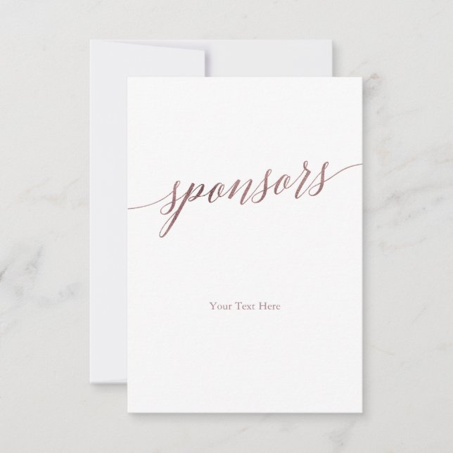 Elegant Rose Gold Calligraphy Sponsors Sign (Front)