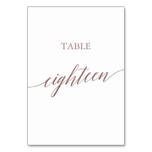 Elegant Rose Gold Calligraphy Table Eighteen Table Number