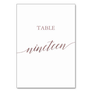 Elegant Rose Gold Calligraphy Table Nineteen Table Number