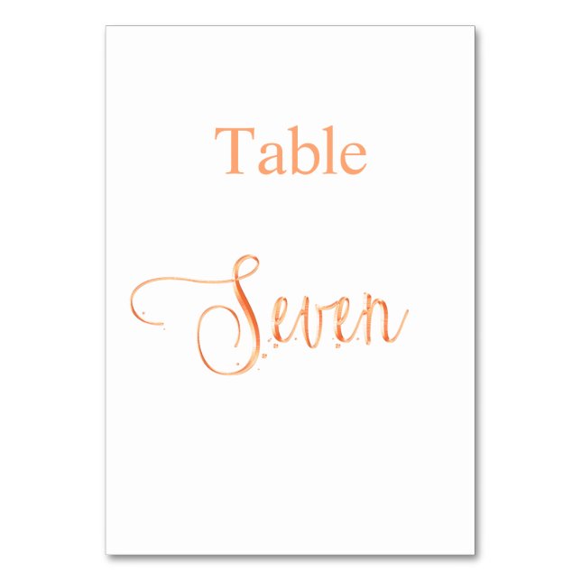 Elegant rose gold calligraphy table seven 7 number (Front)