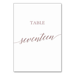 Elegant Rose Gold Calligraphy Table Seventeen Number