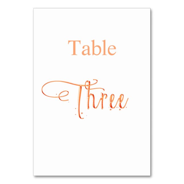 Elegant rose gold calligraphy table three 3 table number (Front)